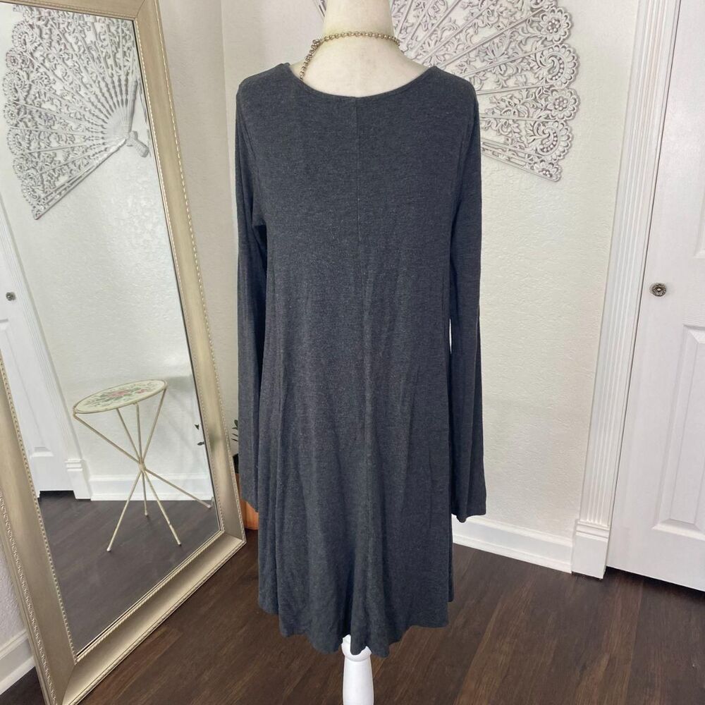 Old Navy Dark Gray Soft Grunge Long Sleeve Flowy Wide Casual Midi Dress M - Picture 5 of 7